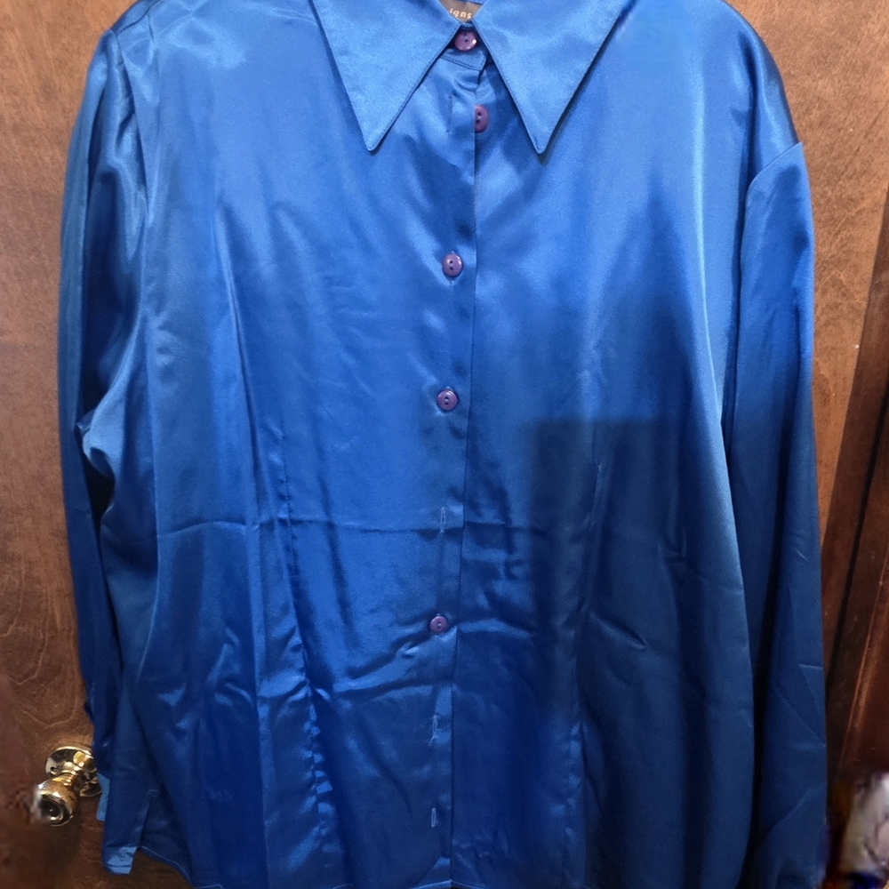 Lane Bryant Blue Satin Blouse